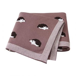 Couverture B&eacute;b&eacute; en Tricot, Surwin 100% Coton Couverture Motif H&eacute;risson de Charmant, Fille Gar&ccedil;on Naissance Literie B&eacute;b&eacute; Douce Chaud Hiver Gigoteuses Emmaillotage (Marron,100x80cm) (Yiwin, neuf)