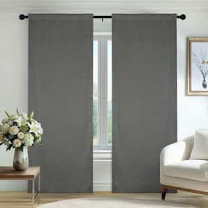 Deconovo Rideaux occultants, Opaques, avec Bandes fronc&eacute;es, Rideaux Thermiques 3 en 1, Chambre &agrave; Coucher, 70x240 CM (Largeur x Hauteur), Gris Clair, 2 Pi&egrave;ces (Deconovo-Home, neuf)