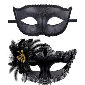 SHSHbuy Masques de Bal Masqué,2 Pièces Masque de Mascarade,Masque Vénitien pour Cosplay,Masque Mascarade de Couple pour Fête de Carnaval,Noël (SHSHbuy, neuf)