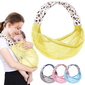 HINATAA Écharpe respirante pour bébé écharpe de portage réglable séchage rapide tissu en maille 3D bretelles épaisses élastique pour l'été la piscine la plage le transport de nouveauné (jaune) (HINATAA, neuf)