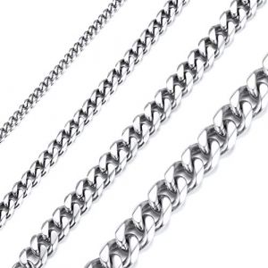 Richsteel Chaine Argent Homme Acier Inoxydable 70cm, Collier Lien Maille 9mm Miami Cubaine Bijoux Chaines pour Femme Garçon (Richsteel Jewellery, neuf)