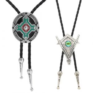 DIFLAX 2 Pièces Cravate, Cravate Œil qui voit tout, Croix Cravate, Accessoires Cowboy, Bolo Accessoires de Costume D'Halloween pour Homme Réglable Cravate Rodéos Occidentaux (SVF TUNDER PRICE, neuf)