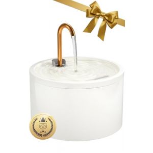 Fontaine &agrave; Eau Chat en c&eacute;ramique, capacit&eacute; 2,1 L avec Bec en cuivre, Fontaine &agrave; Eau pour Chat silencieuse et hygi&eacute;nique, Design &eacute;l&eacute;gant et Facile &agrave; Nettoyer, Blanc (KEIMI DIRECT, neuf)