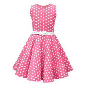 BlackButterfly Enfants Robe Ann&eacute;es 50 Vintage &agrave; Pois 'Audrey' (Rose - Pois, 5-6 Ans) (BlackButterfly Clothing, neuf)