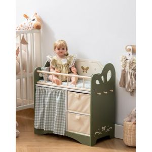 ROBOTIME lit en bois pour enfants et bébé, armoire de rangement et linge de poupée, adapté aux poupées jusqu'à 55 cm, dès 3 ans (vert) (Global Premier Collections, neuf)