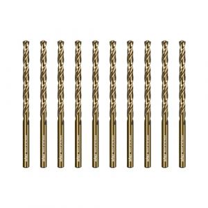 SALI 10 pi&egrave;ces M35 HSS Cobalt Ensemble de forets avec forets h&eacute;lico&iuml;daux 4.8mm HSS-Co Forets acier Forets fer Ensemble de forets &agrave; m&eacute;taux pour bois, m&eacute;tal, plastique, aluminium, plastique dur (SALITools, neuf)