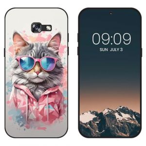 WUACYEAMING Noir Coque pour Samsung Galaxy A5 (2017), Haute Qualit&eacute; TPU Silicone Mince Souple Antichoc Bumper avec Le Chat Motif Dessin Mat Case (WUACYEAMING, neuf)