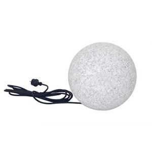 Trango Boule de jardin 200G IP65 en aspect pierre de granit de 20 cm de diamètre *NATURE* avec câble d'alimentation IP44 de 5 mètres avec 1x douille E27, boule lumineuse, lumière extérieure (Trango-Brilon, neuf)
