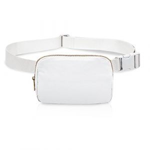 FuninCrea Sac Banana Homme Femme, Sacoche Banane en Nylon &Eacute;tanch&eacute;it&eacute; Fanny Pack avec Sangles R&eacute;glables, Sacoche de Ceinture Sac Sacoche Banane avec 3 Poches en Filet pour Voyage, Randonn&eacute;e (Blanc) (HHJD Distribution, neuf)