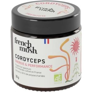 Cordyceps Bio en Poudre - 30g Vegan - Champignon Pour Bien-Être, Performances Physiques, Énergie - Se Mélange à Alimentation ou Boisson - Cordyceps Mushroom Testé en Laboratoire, Fabriqué en France (French Mush, neuf)