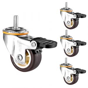 YHBZ 4 PCS.roulettes de Meubles,Pivotantes Roues,roulettes de Chariot à Tige filetée M6,Charge nominale 180kg,roulettes en Caoutchouc PU avec Freins,M6 (YHBZ Home Store, neuf)