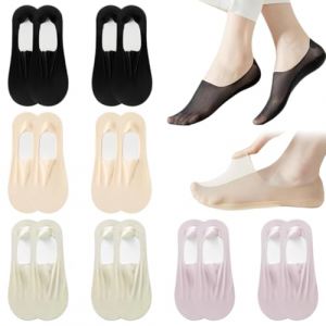 8 paires de chaussettes super invisibles pour femmes, chaussettes invisibles en soie glacée, doublure basse super respirante et chaussettes à coupe libre, mocassins, baskets, chaussures plates bateau (ZHANG  ZHAOHAI store, neuf)