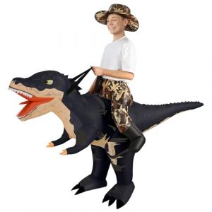 Alaoo Costume Gonflable de Dinosaure Camouflage, Costume Dinosaure Adulte（Chapeau Inclus）, Costume Gonflable Raptor, pour F&ecirc;te d'halloween, F&ecirc;te de No&euml;l, Cosplay Unisexe, Enfant-Noir (Alaoo, neuf)