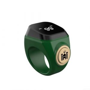 Smart Bague de compteur Tasbih rechargeable &ndash; 3 tailles (18/20/22 mm), compteur de doigts num&eacute;rique &eacute;tanche pour Zikr, pour les pratiques de pri&egrave;re musulmane (18 mm, vert) (Fortihome, neuf)