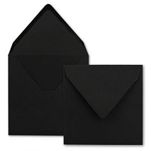 75x Enveloppes carrées noires - 15,5 x 15,5 cm - sans fenêtre, à collage humide - 110 g/m² - Pour les cartes d'invitation de mariage, d'anniversaire et autres -Serie FarbenFroh (GUSTAV NEUSER GmbH, neuf)