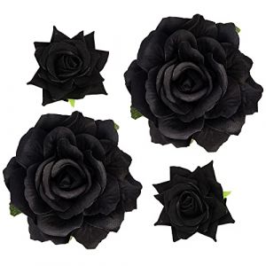 Lot de 4 épingles à cheveux en tissu avec fleurs roses, style mexicain, pour femme, fille, mariage, fête des mères (noir) (hongwuzhenxiaodianpu, neuf)