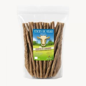 Stick de Veau Torsadé pour Chien – Friandise Naturelle Hypoallergénique – Mastication Douce – Riche en Protéines – Faible en Graisses – sans Céréales ni Additifs – Chiots et Seniors - 300g (France croquettes, neuf)