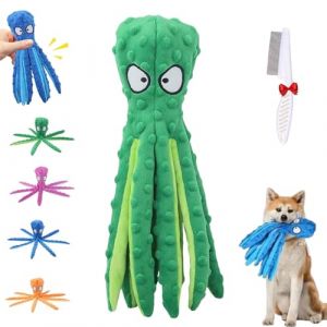 Whiskerspot Jouet couineur pour chien en forme de pieuvre &ndash; Jouet couineur en peluche durable sans rembourrage &ndash; Pour chiens de petite, moyenne et grande taille (1 pi&egrave;ce, vert) (KKLXUA, neuf)