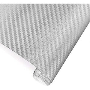 TRIXES Rouleau Vinyle 1.52 m x 0.30 m pour Envelopper Resurfacer Int&eacute;rieur/Ext&eacute;rieur Voitures Argent&eacute; Autocollant sans Bulles Effet Textur&eacute; (Digiflex FR, neuf)