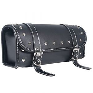 Sac à Outils en Cuir synthétique PVC pour Moto, Sac à Fourche Universel, Sac à Outils de Moto, Sac à roulettes pour Moto, Sac à Rouleau, Sac de Guidon, Sac à Outils Sissy Bar, Noir 38 (junlo, neuf)