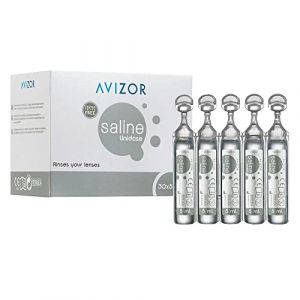 Solution saline Avizor pour tous types de lentilles de contact - 30 ampoules (DistroFarma, neuf)