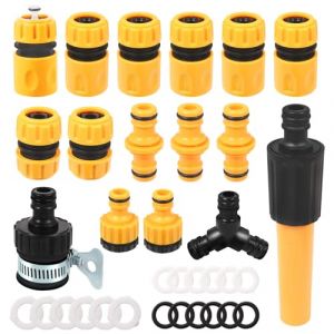 wodemeilon Raccord Tuyau D'arrosage Lot de 16 Raccord Tuyau Arrosage ABS Embout Tuyau Arrosage Kit Adaptateur Tuyau Arrosage Raccord Tuyau pour Extension 13 mm (1/2 Pouce) et 19 mm (3/4 Pouce) (wodemeilon, neuf)