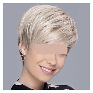 Perruque Avec Frange Blonds Blonds Wavy Synthetic Hair Wigs, Perruques synth&eacute;tiques avec des perruques de frange balay&eacute;e lat&eacute;rales 6 pouces Perruque Femme Cheveux Humains (yingyingyy, neuf)