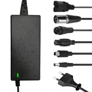 Chargeur Trotinette Electrique, XPJBKC 42V 2A Chargeur Trotinette Electrique Xiaomi, Chargeur Hoverboard avec 6 Connecteurs, 36V Chargeur Batterie Trottinette électrique pour Hoverboard Scooter Velo (XKDEU, neuf)