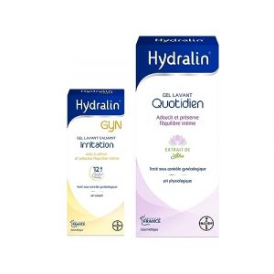 Hydralin&reg; Quotidien Gel lavant intime - Hydrate & pr&eacute;serve la flore intime -400ml + Hydralin&reg; Gyn Gel lavant toilette intime calmant irritation - P&eacute;riode d'inconfort 200ml - Cosm&eacute;tiques (pharmacie de la gare, neuf)