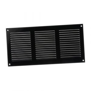 300x150mm Grille de Ventilation avec Moustiquaire - Grilles d'a&eacute;ration en M&eacute;tal - Acier, Noir (ABOUT VENT, neuf)