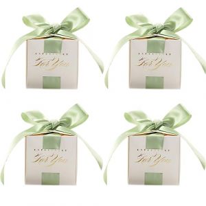 Boite Dragees Mariage 30 Pièces Boîtes à Dragées Baptême Boîtes de Faveur de Mariage Fête Boite Cadeau avec Ruban pour Mariage, Anniversaire, Bapteme, Communion, Graduation, Fête, Noël (Vert) (Wuuooei Direct, neuf)