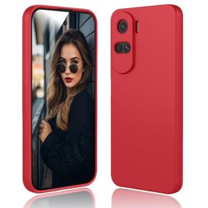 DESSEN Coque pour Huawei Honor 90 Lite &Eacute;tui - Liquide Silicone Housse Antichoc Protection Case Souple Mince TPU Cover Bumper avec Doublure en Microfibre Anti-Rayures, Rouge (Woshanya, neuf)