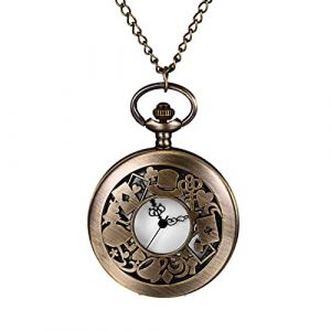 JewelryWe Montre Gousset Homme Et Femme R&eacute;tro,Montre de Poche &agrave; Quartz Vintage avec Relief,Collier Montre Fantaisie pour Pansement,Costume,Cadeau pour Homme et Femme (JewelryWe Bijoux, neuf)