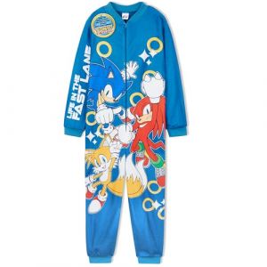 Get Trend Sonic The Hedgehog Combinaison Pyjama Gar&ccedil;on Hiver, Grenouill&egrave;re Polaire Chaude avec ou sans Capuche, Cadeau Gamer (5-6 Ans, Teal Sonic) (Get Trend., neuf)