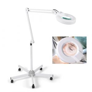 Lampadaire Loupe à roulettes pour Esthéticiennes, éclairage LED avec Loupe, Loupe éclairante à 5 Dioptries pour la Lecture, Le Bricolage, la Couture, Les Travaux de Précision 24W (Aninze, neuf)
