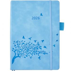 Agenda 2026 Journalier une Page par Jour A5, Planner Quotidien avec Onglets Mensue, Notes, Contacts, Poche Arrière, Porte-stylo, 2 Signet ruban, Couverture Rigide PU Cuir, Janvier à Décembre 2026 (Meetyou UK, neuf)