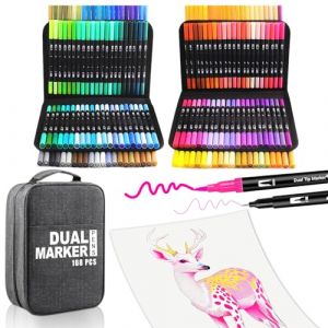 Feutre Coloriage Adulte Enfants, 168 Couleurs Double Pointe Feutre Aquarelle pour Dessin, Feutre a Alcool, Tooli Art, Manga, Doodling, Scrapbooking,Brush Pen pour Débutants et Artistes (Camiki Art France, neuf)