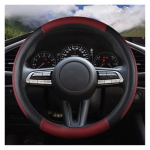Couvre Volant pour Mazda 3 pour Axela pour CX-30 MX-30 pour CX-5 CX-50 2019 &ndash; 2021 Housse De Volant De Voiture en Cuir PU Accessoires Automobiles Housse Volant Voiture(Wine Red) (There's a bright future for everyone, neuf)