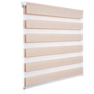 WOLTU Store Enrouleur Jour Nuit sans Perçage, Store Zébré en Double Tissu, Rideau Translucide et Occultant, Protection de la Vie Privée, Montage Facile avec Clips, 100l x 150L cm, Nature (WOLTU GmbH, neuf)