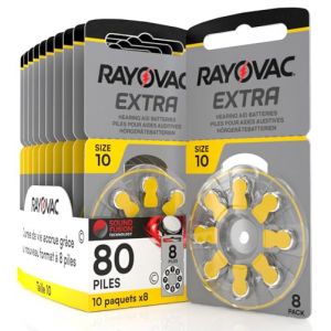 80 Piles pour appareils auditifs Rayovac Extra 10. - 10 Ampoules de 8 Piles (Eurocali, neuf)