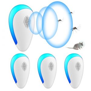 Répulsif Ultrason Anti-Rongeurs Insectes, 4 pcs Ultrason Anti Moustique Ultrason Souris et Rats, Intérieur Répulsif Électronique Insectes pour Souris, Rats Fourmis Araignées Moustiques (BOJYS, neuf)