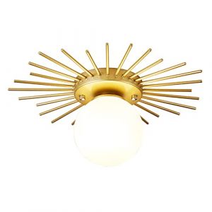Plafonniers ronds nordiques LED Creative Gold Flush Mount Luminaire Soleil Fleur Forme Acrylique Abat-Jour Lustre En Fer Forgé Pour Salon Chambre Entrée Porche Cuisine (Or,35CM) (Aobangtu, neuf)