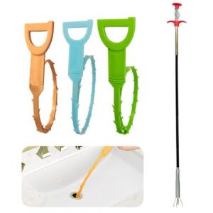 Lot de 4 Deboucheur Canalisation Deboucheur wc Professionnel Plomberie Deboucheur Douche Sonde de debouchage Brosse de Nettoyage Réutilisable pour le Nettoyage des Tuyaux,Recyclable Deboucheur WC (SENXING UOH LTD, neuf)