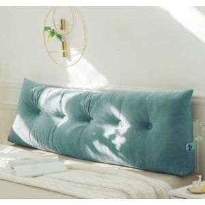 PIURUF Coussin triangulaire pour tête de lit double/très grand lit, coussin de soutien de dossier en velours de luxe pour le repos et la lecture, 200 x 40 x 12 cm (150 x 40 x 12 cm, vert malachite) (yingyuecang, neuf)