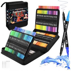 WOGOPRO 120 Couleurs Feutres Coloriage Adulte, Stylo Feutre Double Pointe Fine pour enfants, Feutre Pinceaux Aquarelle Marqueurs pour Calligraphie, Dessin, Croquis, Mandala, Livre de Coloriage (WOGOPRO, neuf)