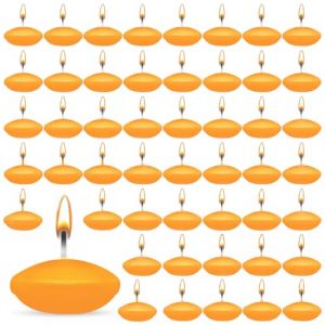 ZITUZY Lot de 50 bougies flottantes Orange, bougies flottantes non parfum&eacute;es, pour piscine de mariage, baignoire de la Saint-Valentin, d&icirc;ner, d&eacute;coration de No&euml;l (Orange) (ZITU-DE, neuf)