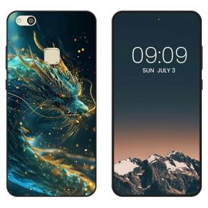 WUACYEAMING Noir Coque pour Huawei P10 Lite, Haute Qualit&eacute; TPU Silicone Mince Souple Antichoc Bumper avec Le Dragon Motif Dessin Mat Case (WUACYEAMING, neuf)