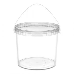 Garronda Seau en Plastique Transparent 5 litres avec Couvercle - pour Le Stockage de Produits Alimentaires et Chimiques - en Polypropyl&egrave;ne - Lot de 50 - GD-0114 (Hisert, neuf)