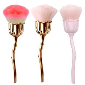 ISAKEN Pinceau à poussière pour ongles, pinceau à ongles rose pour nail art, brosse à poussière pour manucure pinceau à tête de rose, brosse de maquillage multifonctionnelle pour maquillage liquide, (Qpolly, neuf)