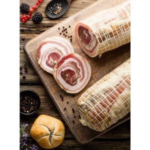 Tomassoni Ventréche de Porc Roulée Italien, Pancetta Arrotolata, sans gluten et sans lactose, produit artisanal 100% italien, spécialités gastronomiques, tranches emballées sous vide 250g (KONKE SRL, neuf)
